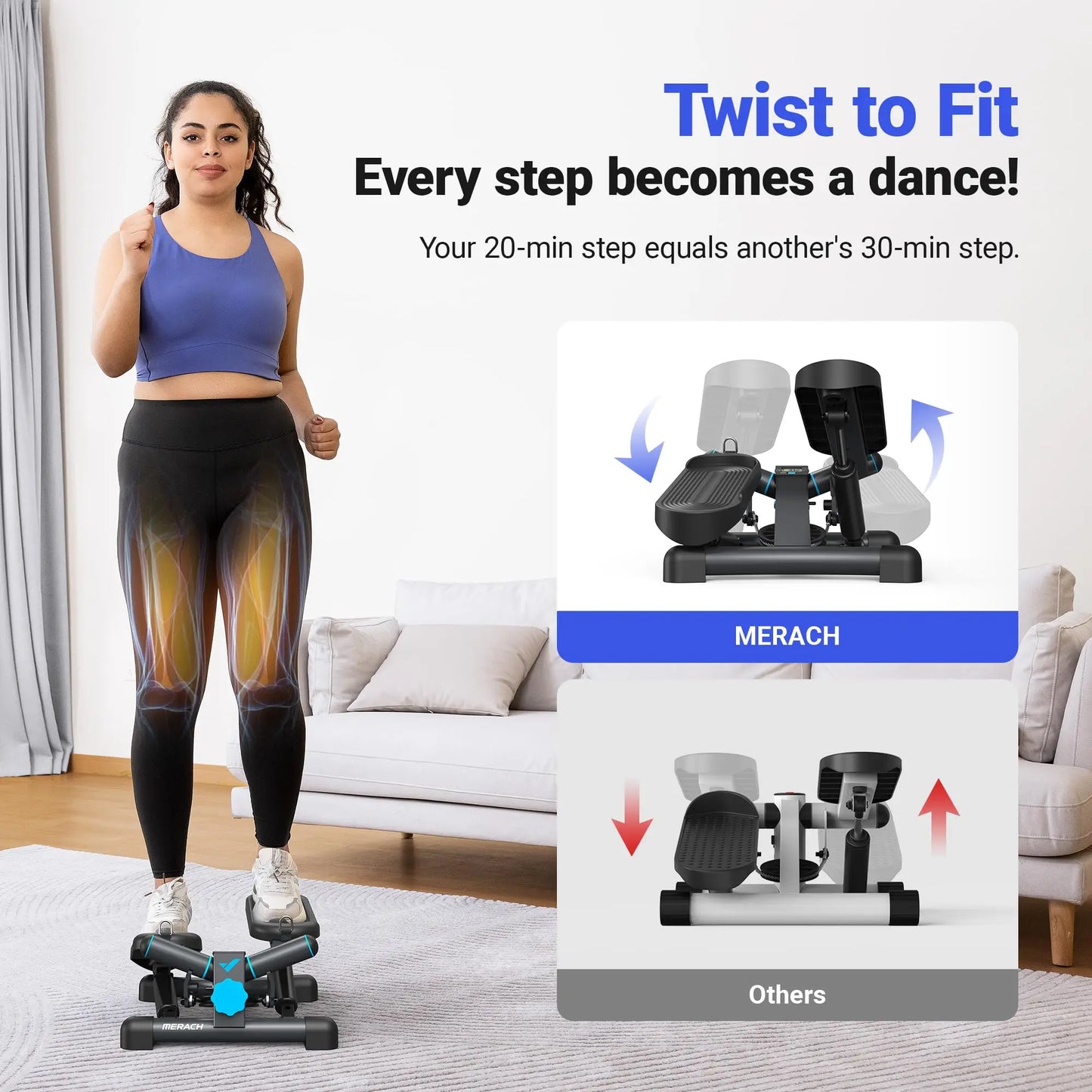 Merach Mini Stepper 330lbs With Resistance Band For Fitness