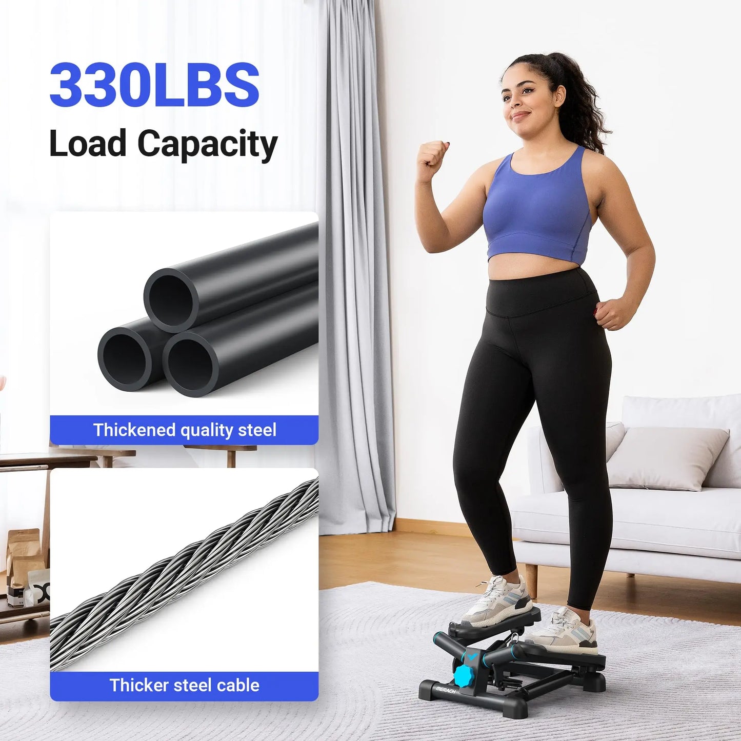 Merach Mini Stepper 330lbs With Resistance Band For Fitness