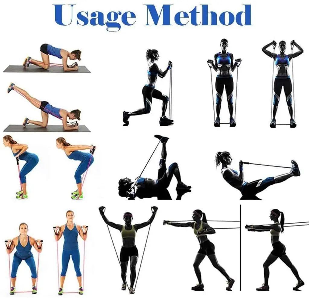 Latex Pull Bands 11 Piece Set for Pilates Yoga CrossFit
