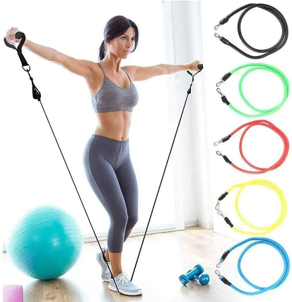 Latex Pull Bands 11 Piece Set for Pilates Yoga CrossFit