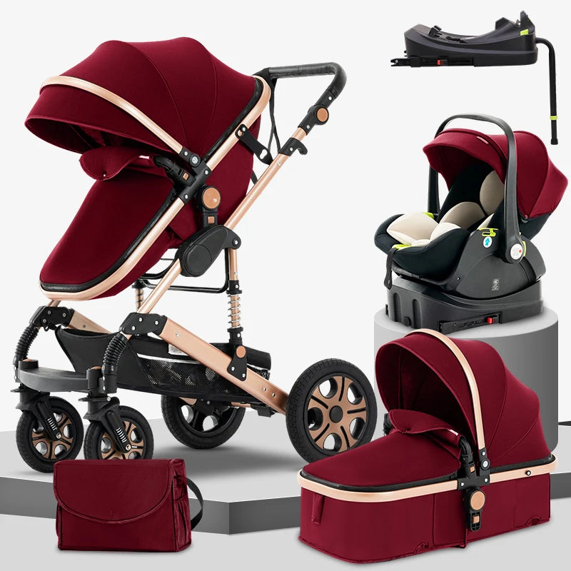 3 in 1 Baby Stroller Travel System with Isofix Base and Foldable