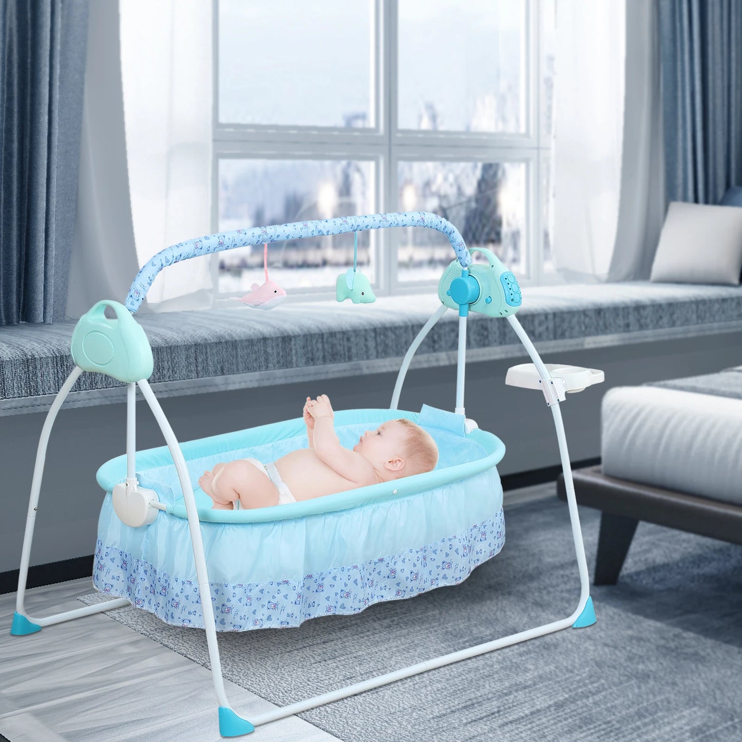 Automatic Baby Swing with Music and Mosquito Net for Infants