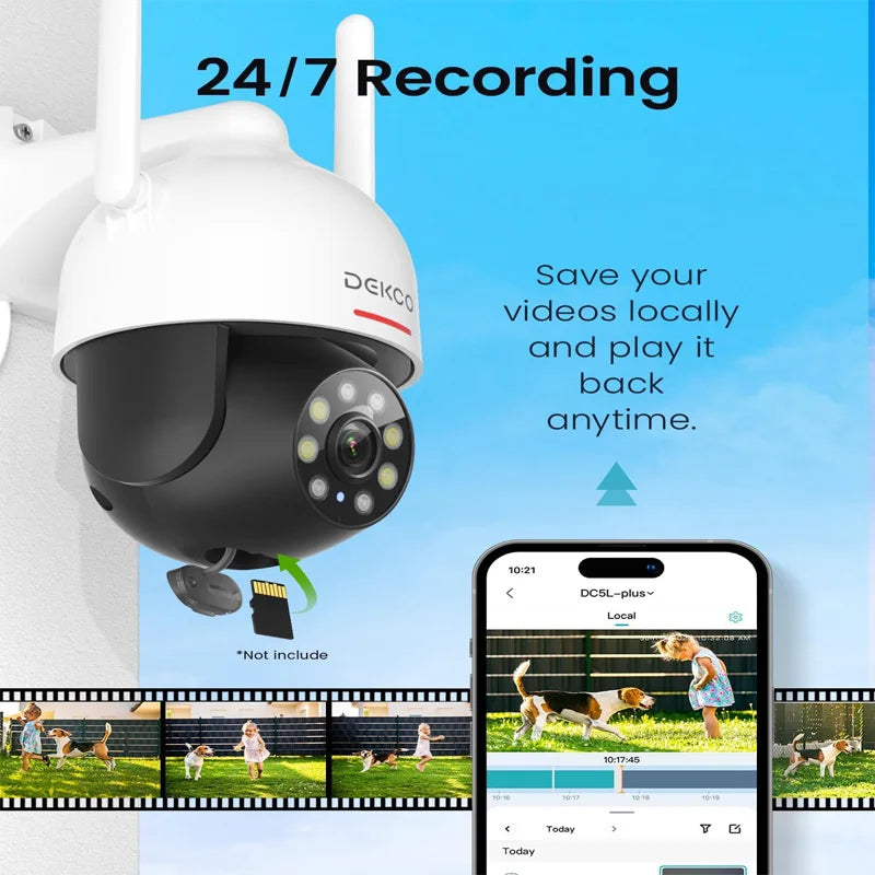 DEKCO PTZ 3MP WiFi Security Dome Camera Night Vision
