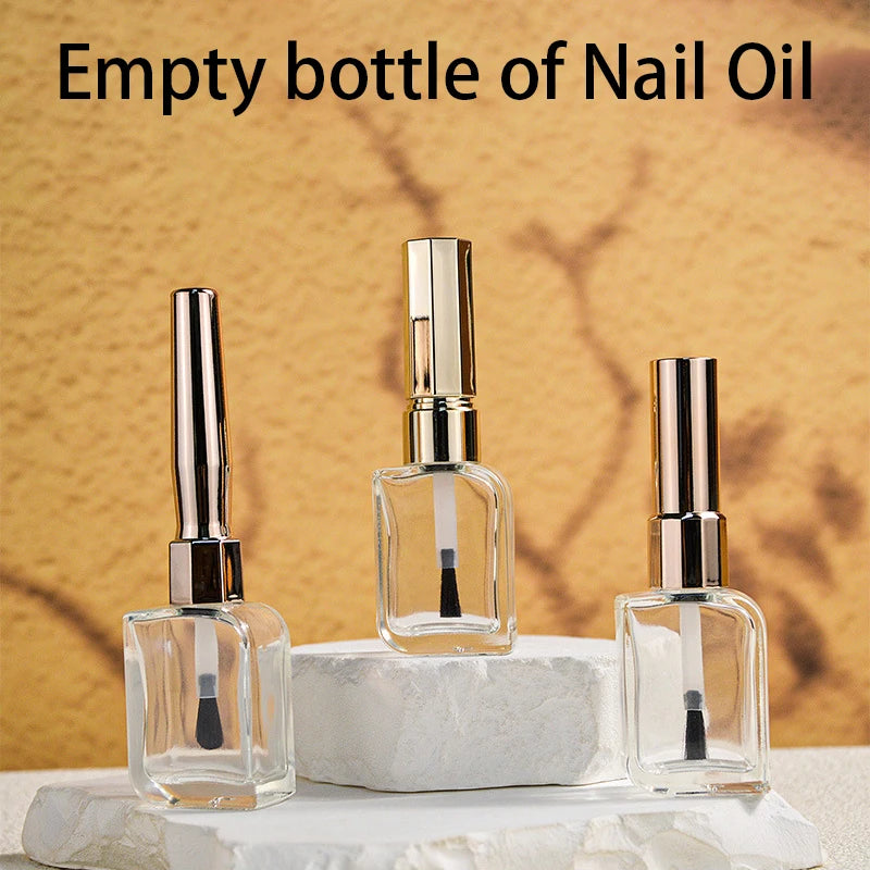 15ml Nail Polish Bottle Empty With Brush Gold Silver Lid