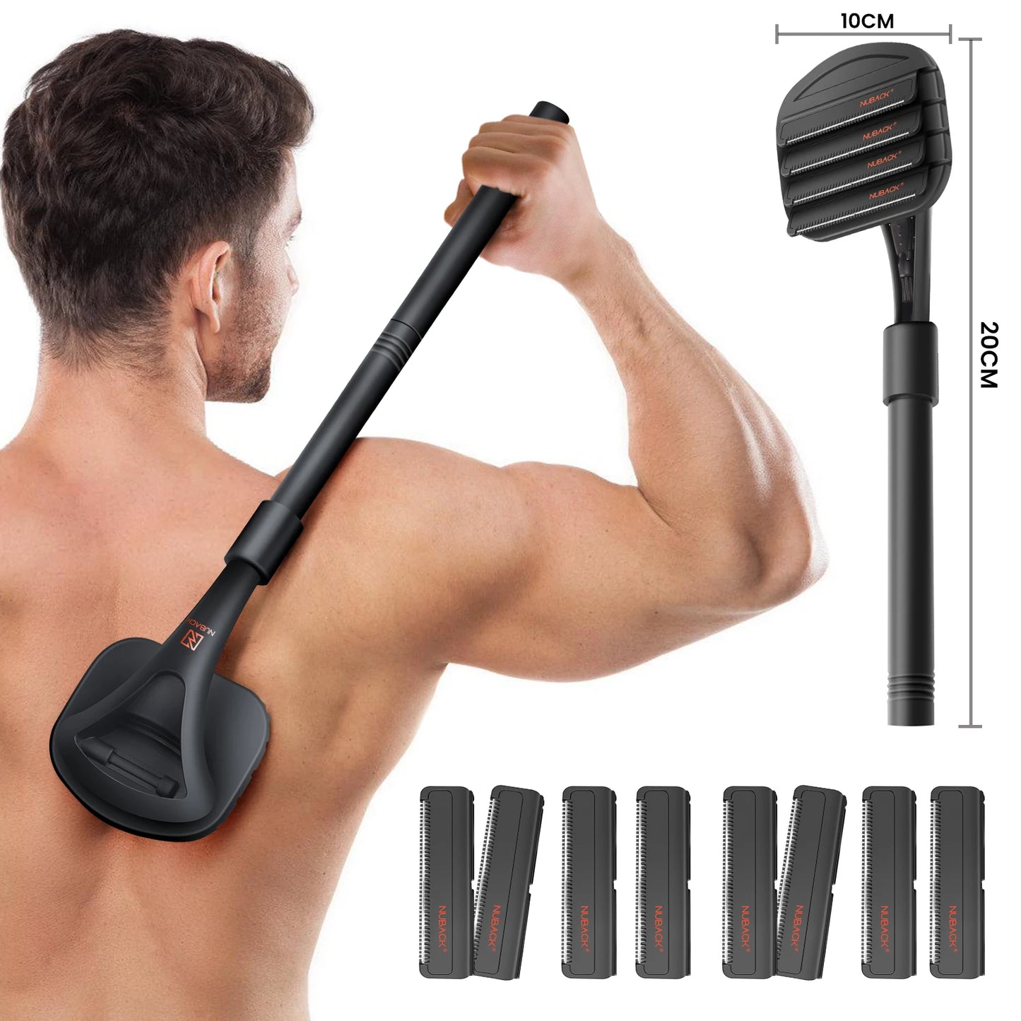 Nuback Back Shaver for Men Long Handle with 8 Blades