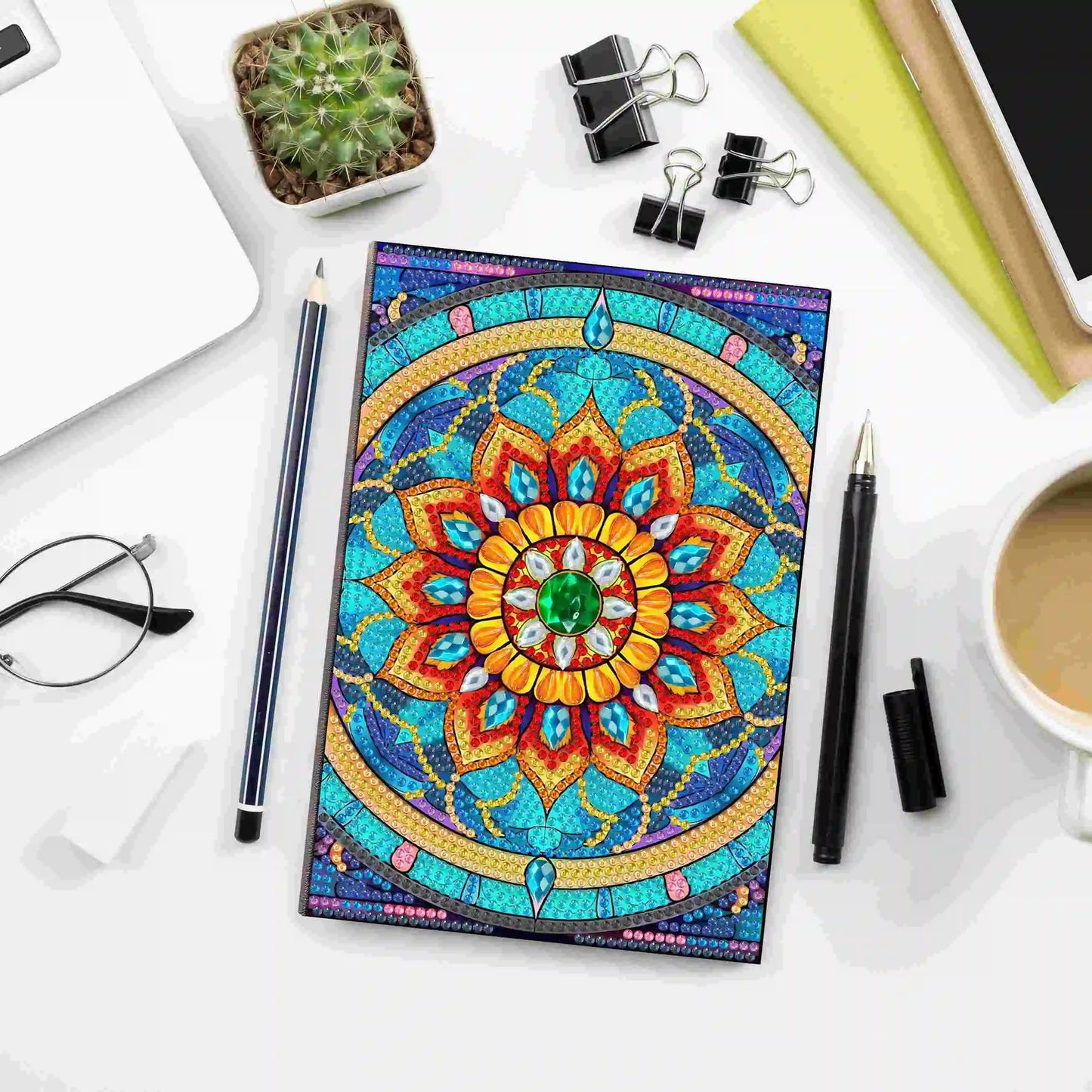 4 Pcs Diamond Art Kits for Adults and Teens with Notebooks and Bookmarks DIY 5D Gem Dots Art Crafts