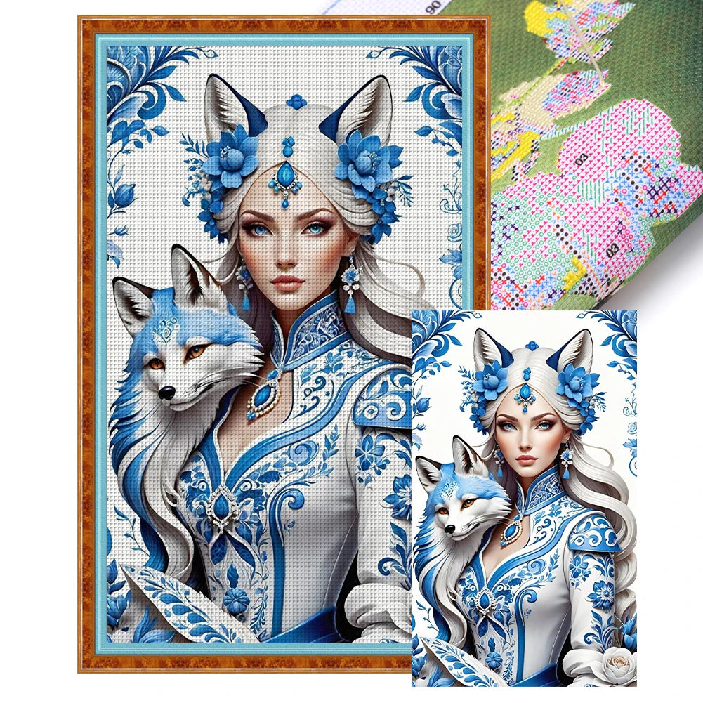Full Embroidery Eco Cotton Thread 11CT Printed Porcelain Cross Stitch Kit Art