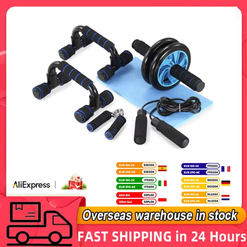 Five In One Abdominal Wheel Push Up Bar Home Fitness Set