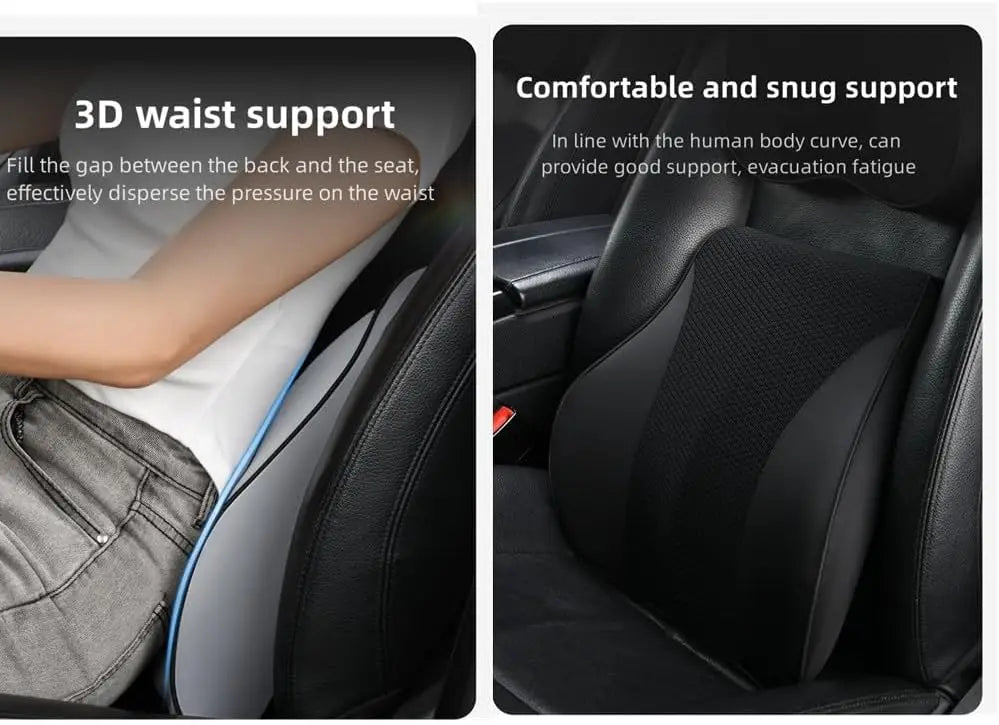 Memory Foam Car Neck Pillow And Back Support Cover Set