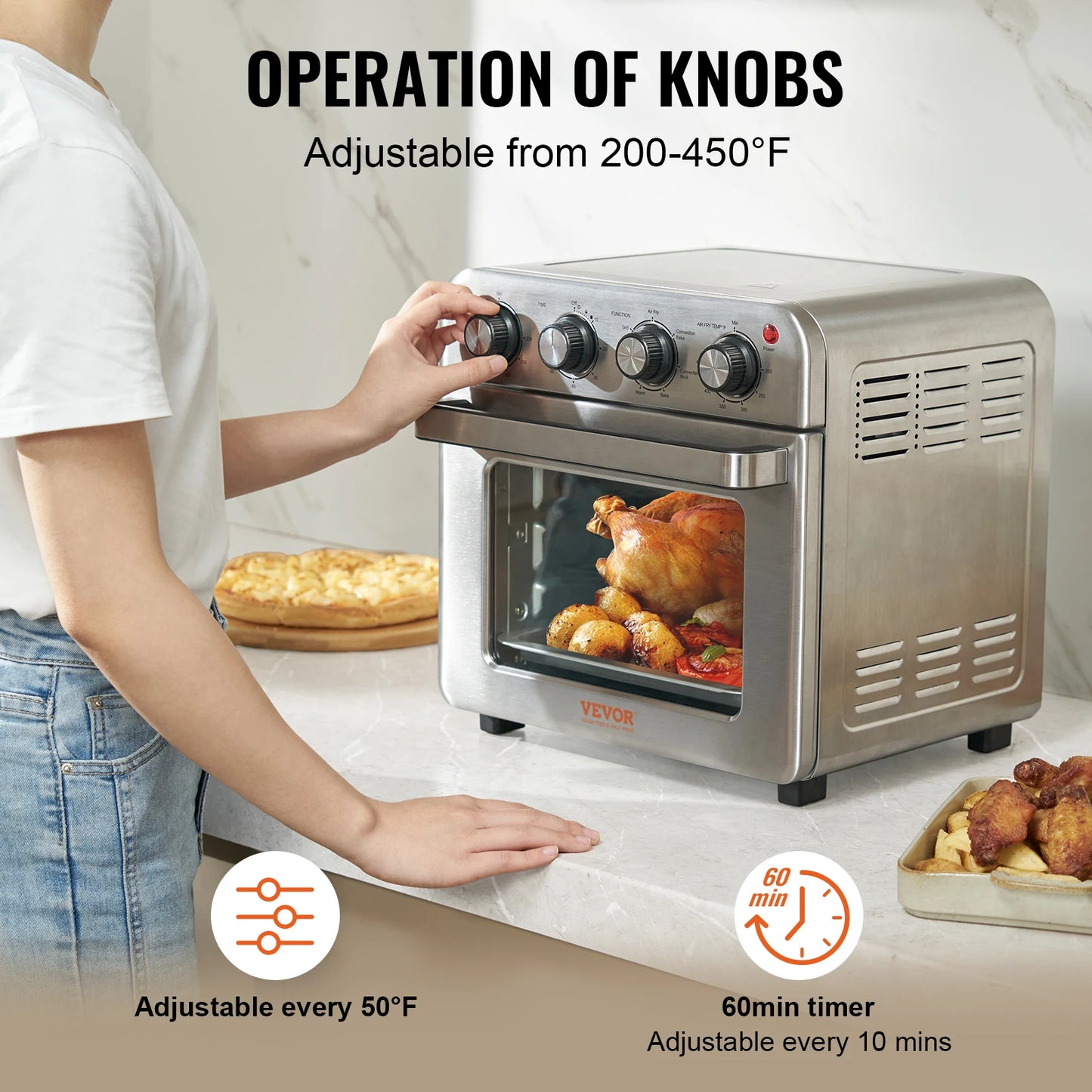 SucceBuy 18L 1700W Air Fryer Toaster Oven Stainless Steel