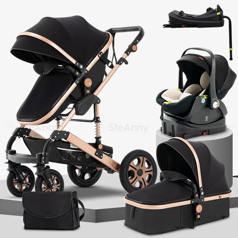 3 in 1 Baby Stroller Travel System with Isofix Base and Foldable