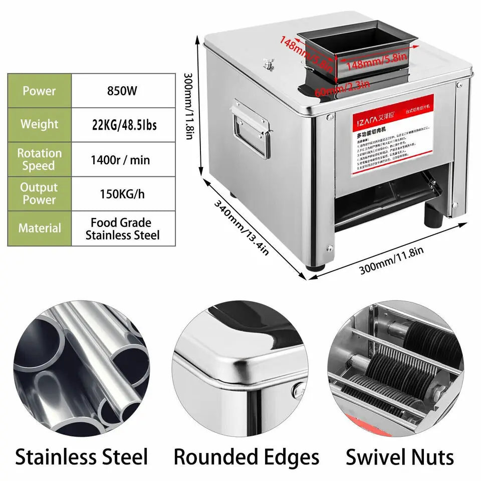 Commercial 850W Stainless Steel Electric Meat Slicer Cutter