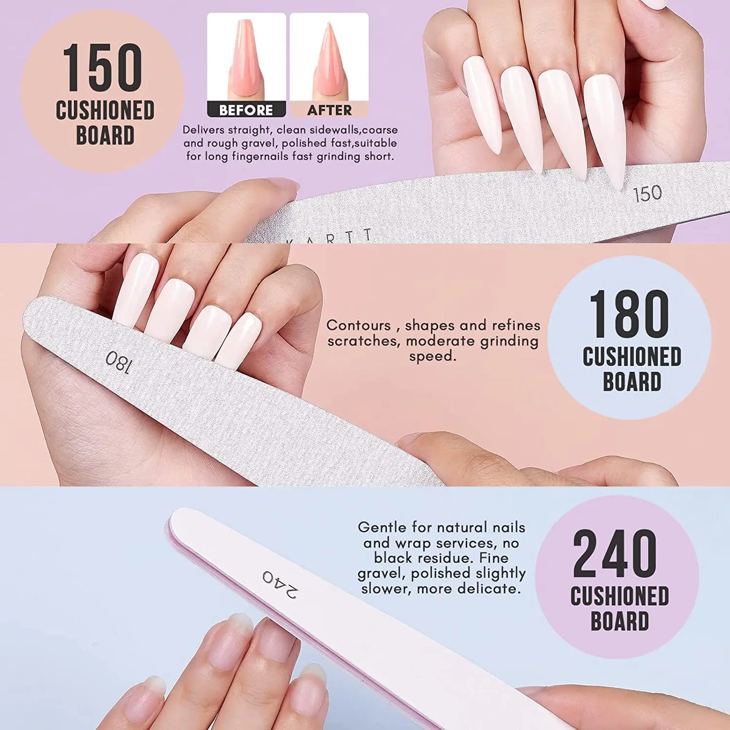 Makartt Nail File Set 6 Pcs Double Sided Grit For Acrylic