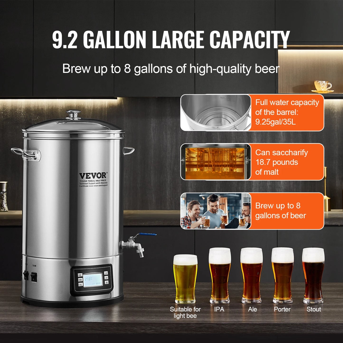 SucceBuy Electric Brewing System 8 Gallon Stock Pot