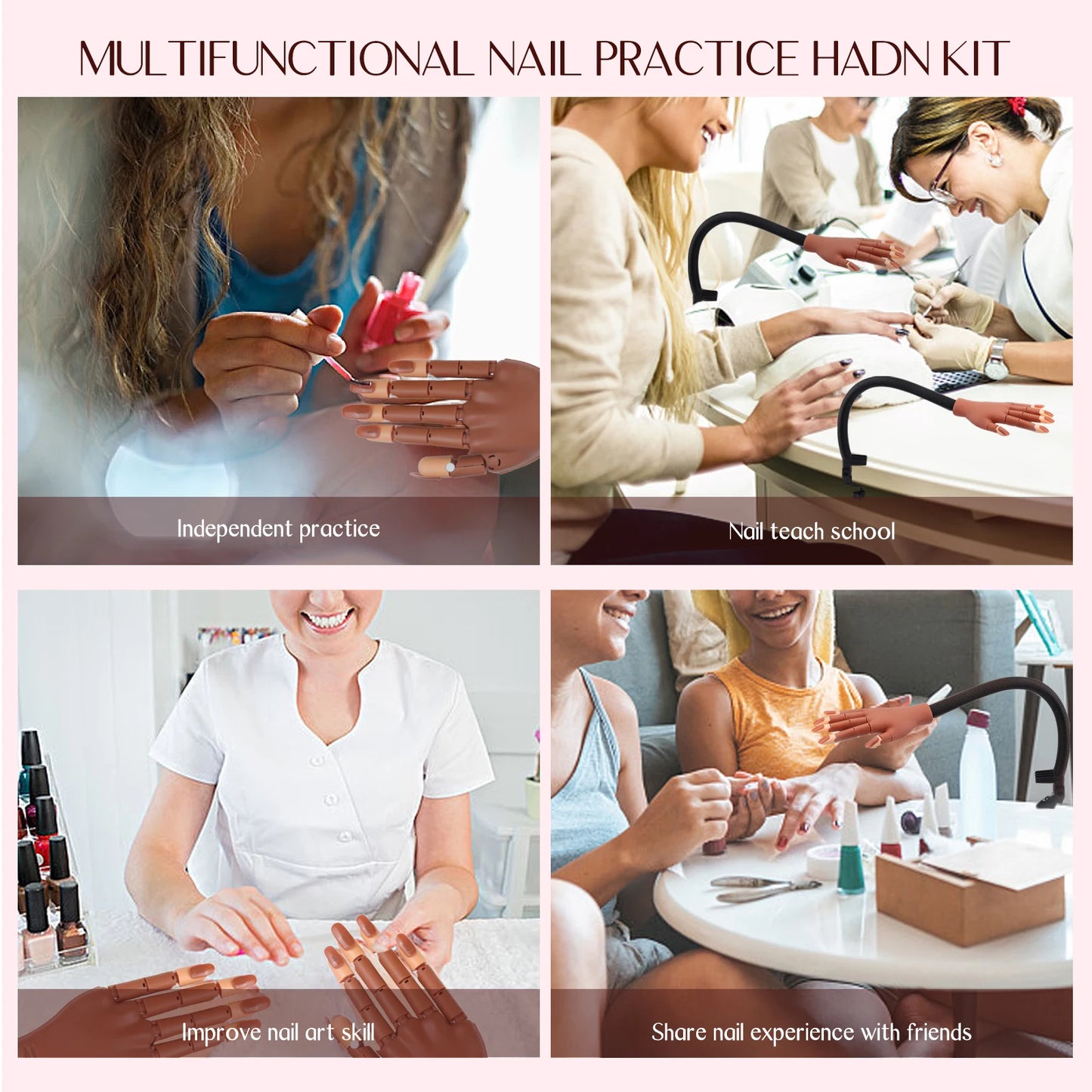 Saviland Nail Practice Hand Set With 200 Tips Glues Brush
