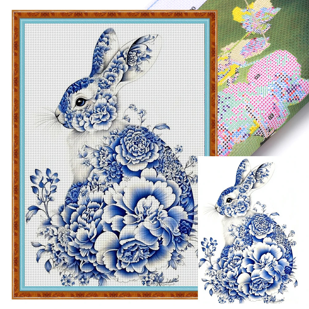 Full Embroidery Eco Cotton Thread 11CT Printed Porcelain Cross Stitch Kit Art