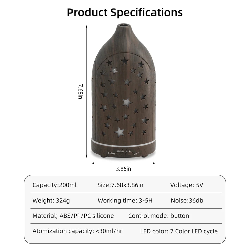 Very Quiet 7-Color LED Aromatherapy Humidifier BPA-Free