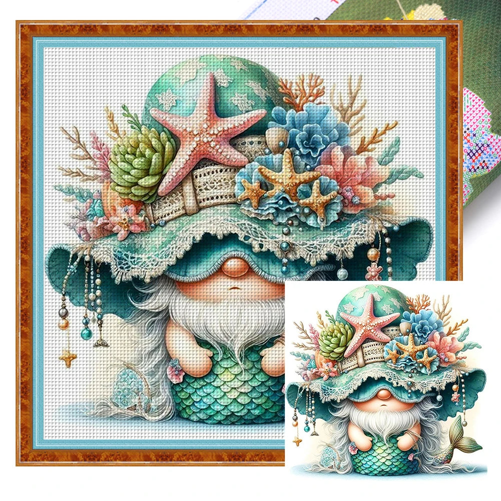 Gnome Cross Stitch Kit Eco Cotton Full Embroidery 11CT