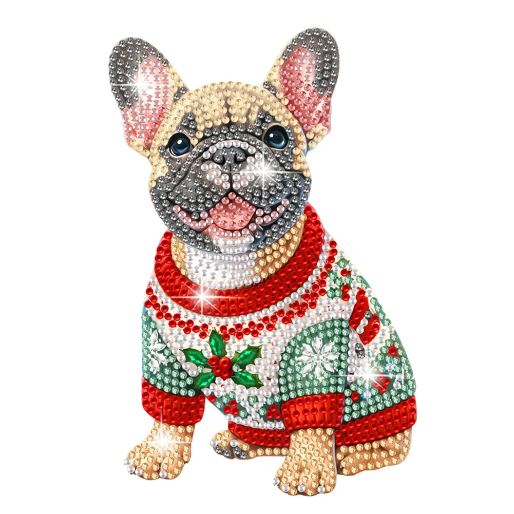 Xmas Acrylic Shaking Head Doberman Pinscher Diamond Painting Desktop Art Kit Tabletop Decoration