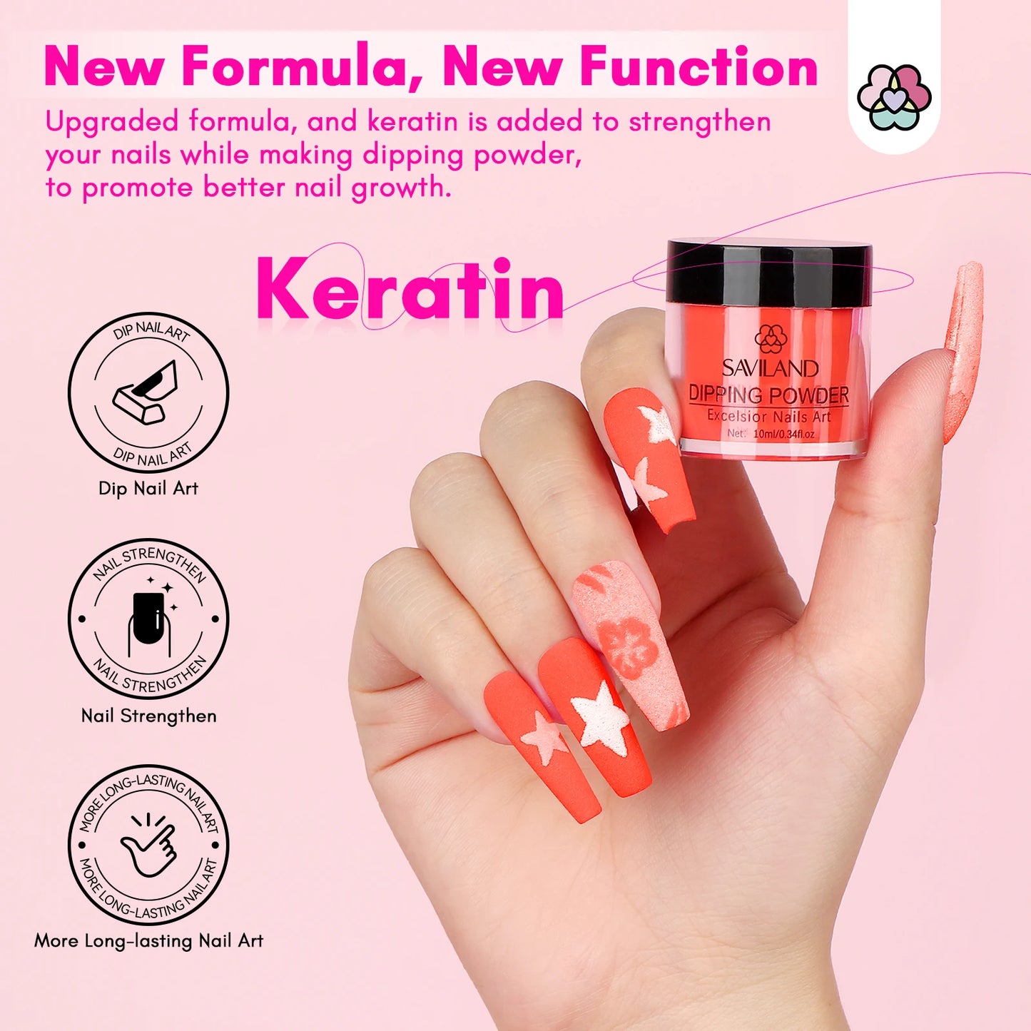 Saviland 30 Colors Dipping Powder With Base Top Coat Drill
