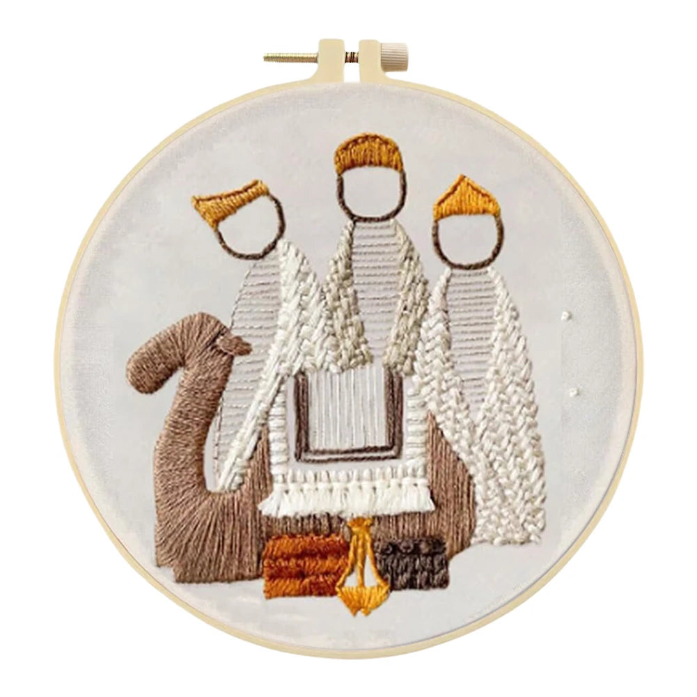 Nativity Cross Stitch Embroidery Kit with Cloth and Thread