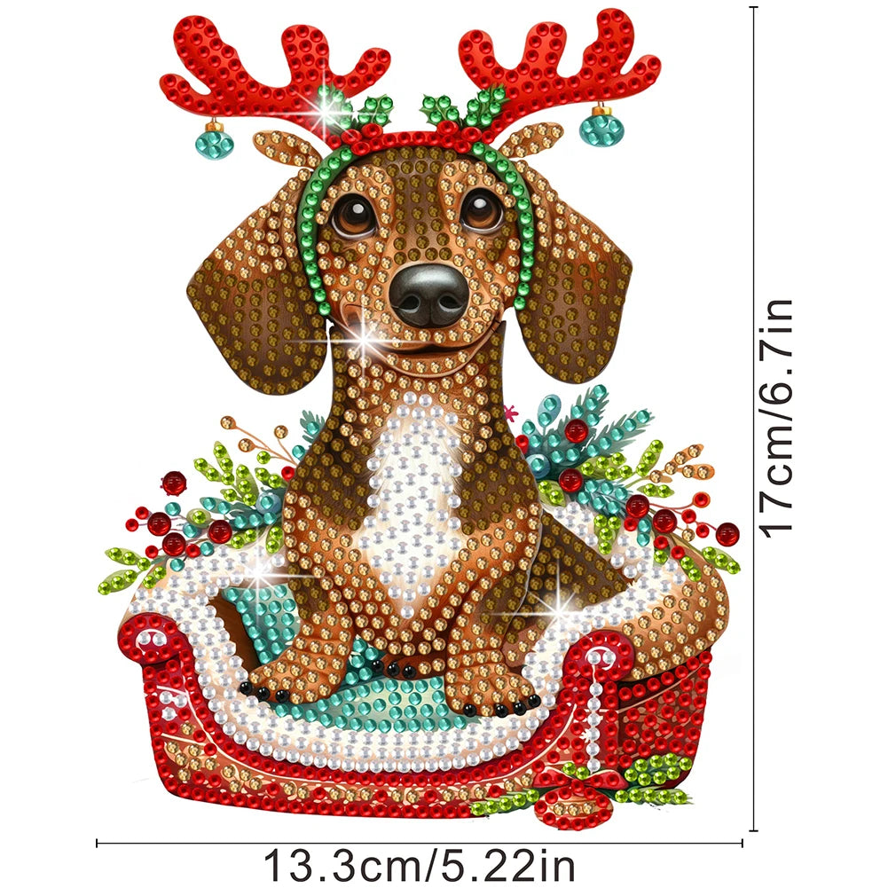 Xmas Acrylic Shaking Head Doberman Pinscher Diamond Painting Desktop Art Kit Tabletop Decoration