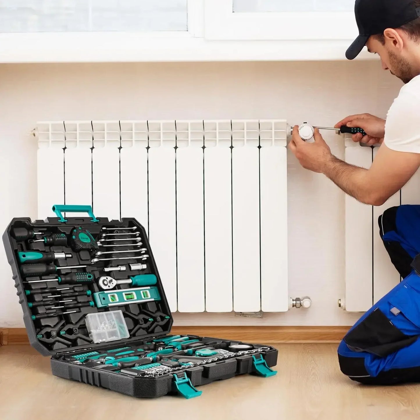 198 Piece Tool Box Set Hand Tools With Ratchet Sockets