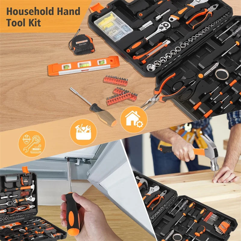 247 Piece Tool Set Home Auto Repair Kit Plastic Toolbox