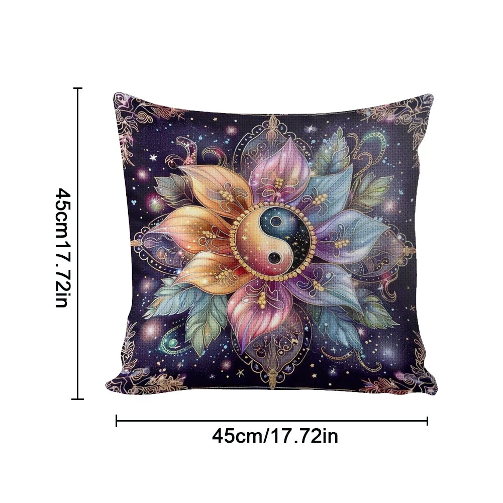 Cotton Yin Yang Flower Cushion Cross Stitch Kit 45x45cm