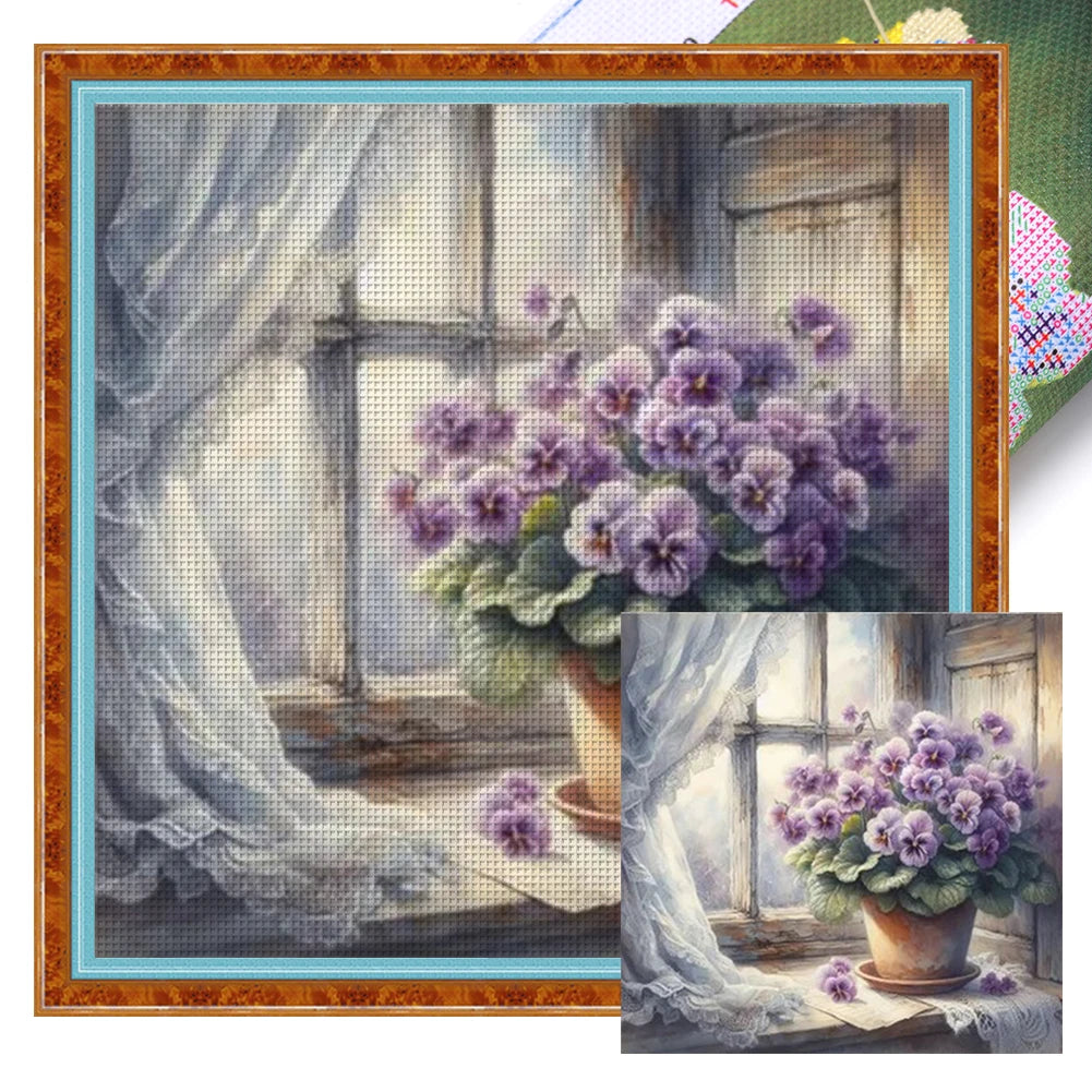 Embroidery Eco Cotton 11CT Flower Cross Stitch Kit 40x40cm