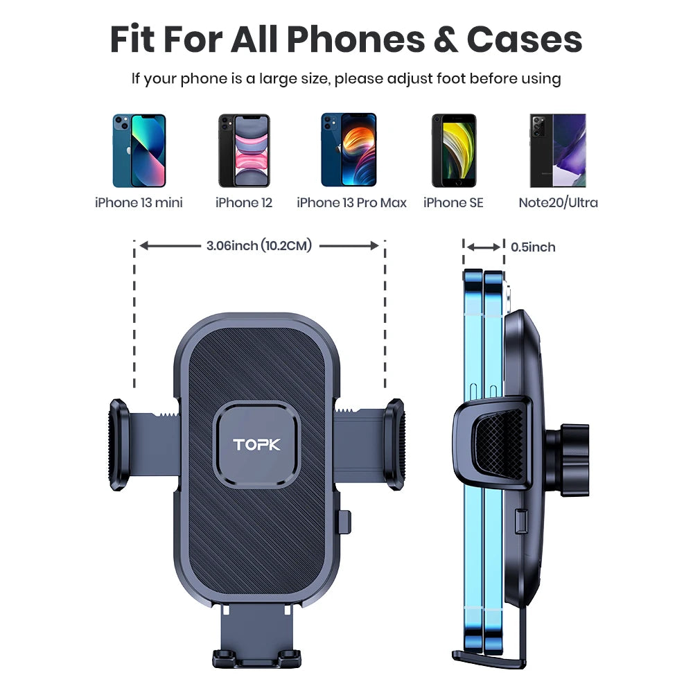 Topk Universal Car Phone Holder for iPhone 360 Rotatable