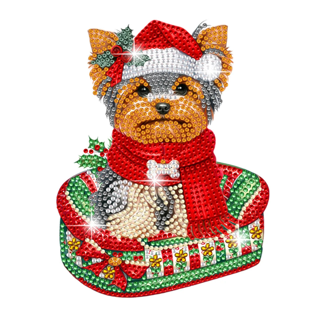 Xmas Acrylic Shaking Head Doberman Pinscher Diamond Painting Desktop Art Kit Tabletop Decoration