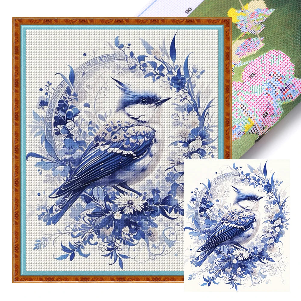 Full Embroidery Eco Cotton Thread 11CT Printed Porcelain Cross Stitch Kit Art