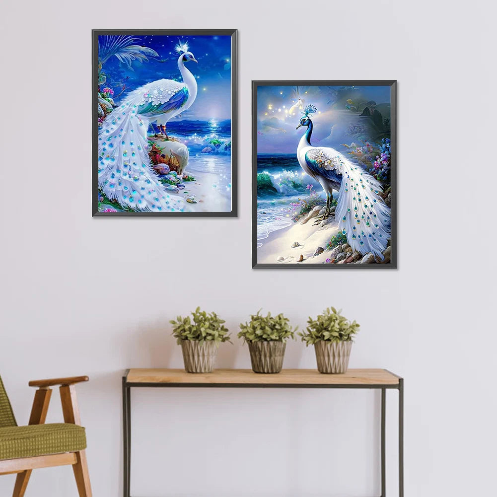2pcs 5D DIY Full Round Drill Diamond Painting Ornate Peacock Kit Home Decor New Year Gift