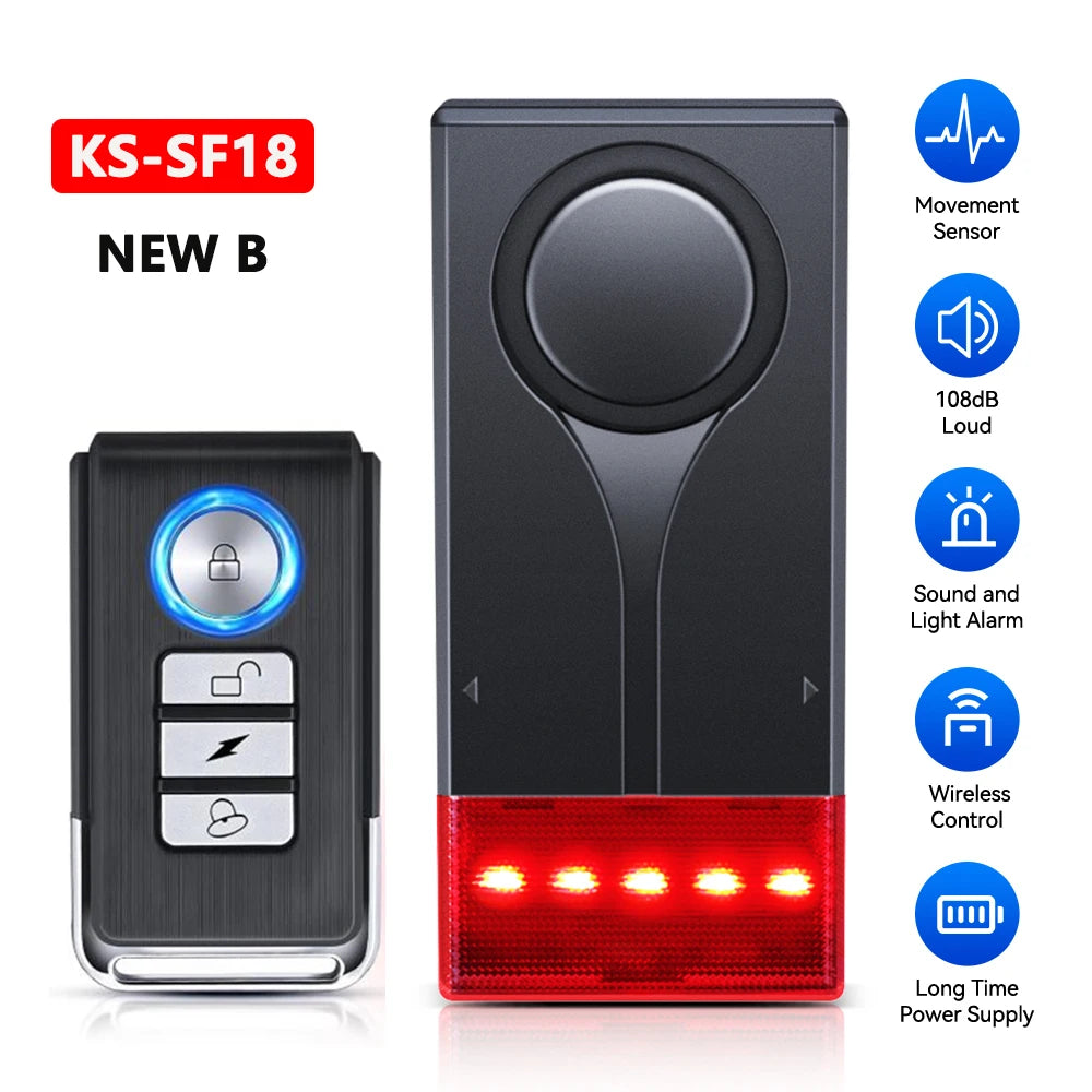 Awapow Wireless Bike Alarm With Remote Control 110dB Safety