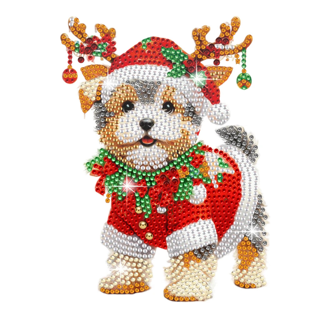 Xmas Acrylic Shaking Head Doberman Pinscher Diamond Painting Desktop Art Kit Tabletop Decoration