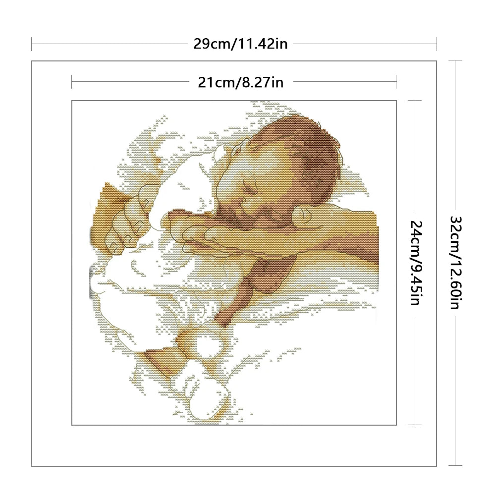 Partial Embroidery Eco Cotton 14CT Figure Cross Stitch Kit