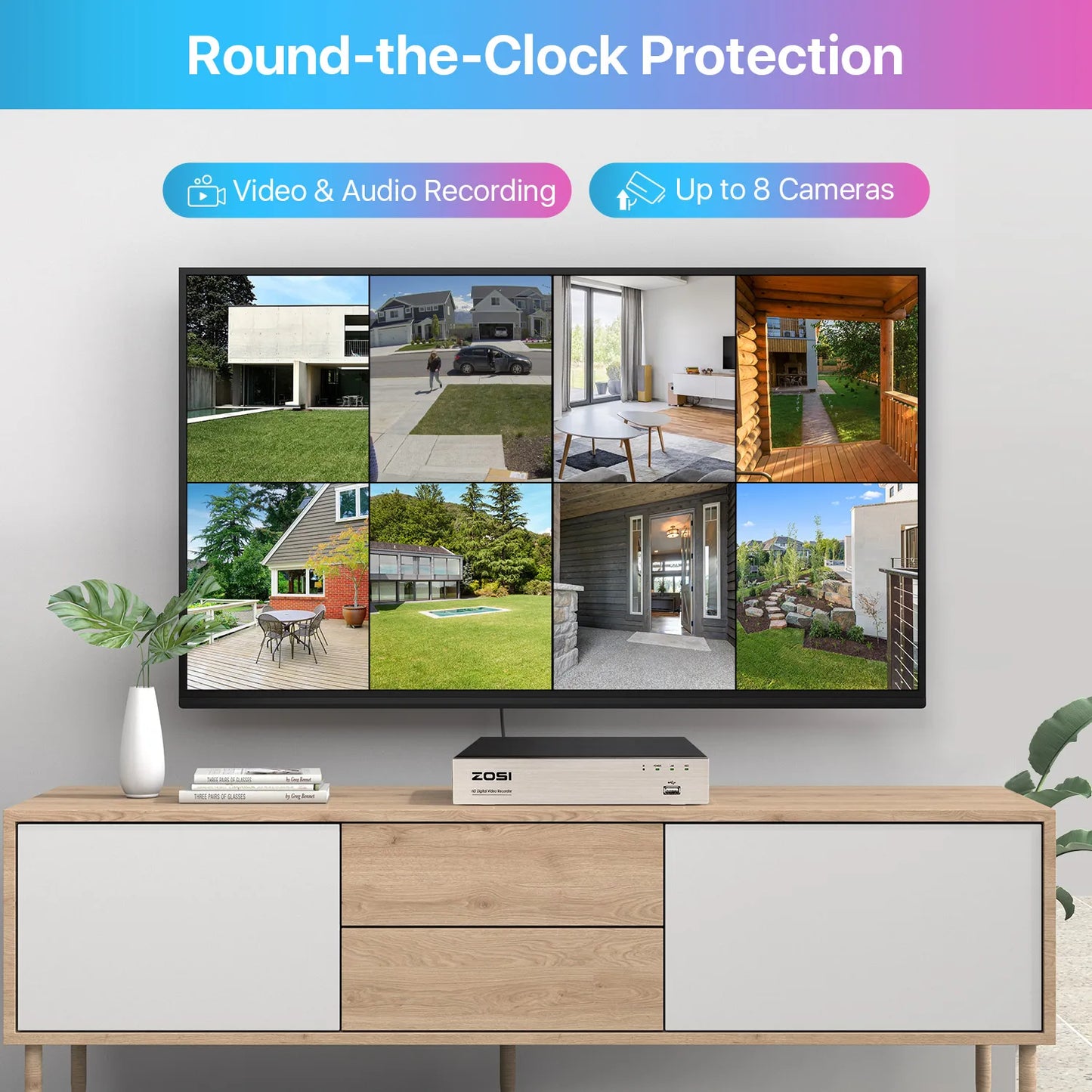 ZOSI 8CH 1080P CCTV System With AI Detection 5MP Lite DVR