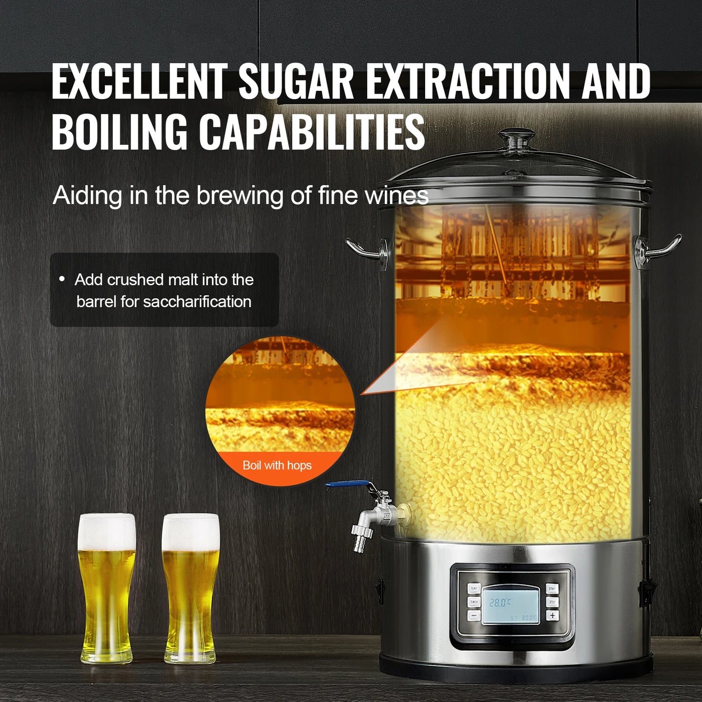 SucceBuy Electric Brewing System 8 Gallon Stock Pot