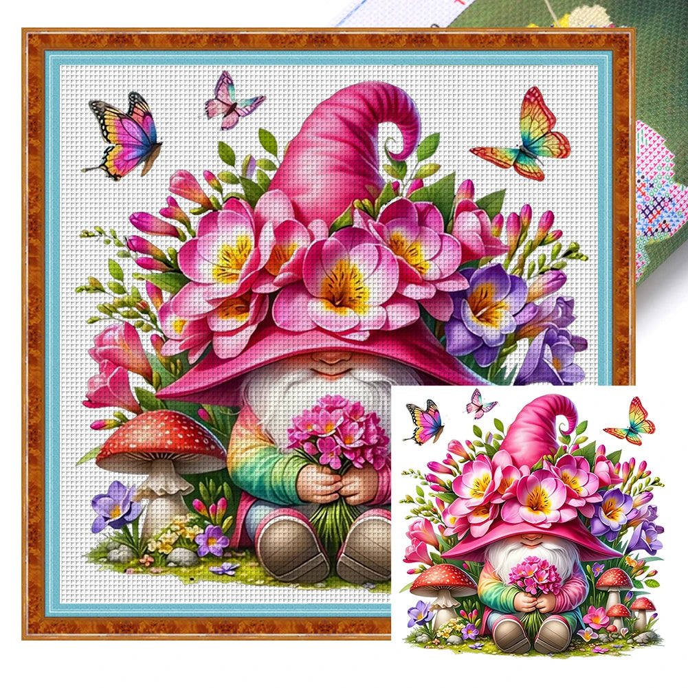 Embroidery Eco Cotton 11CT Printed Gnome Cross Stitch Kit