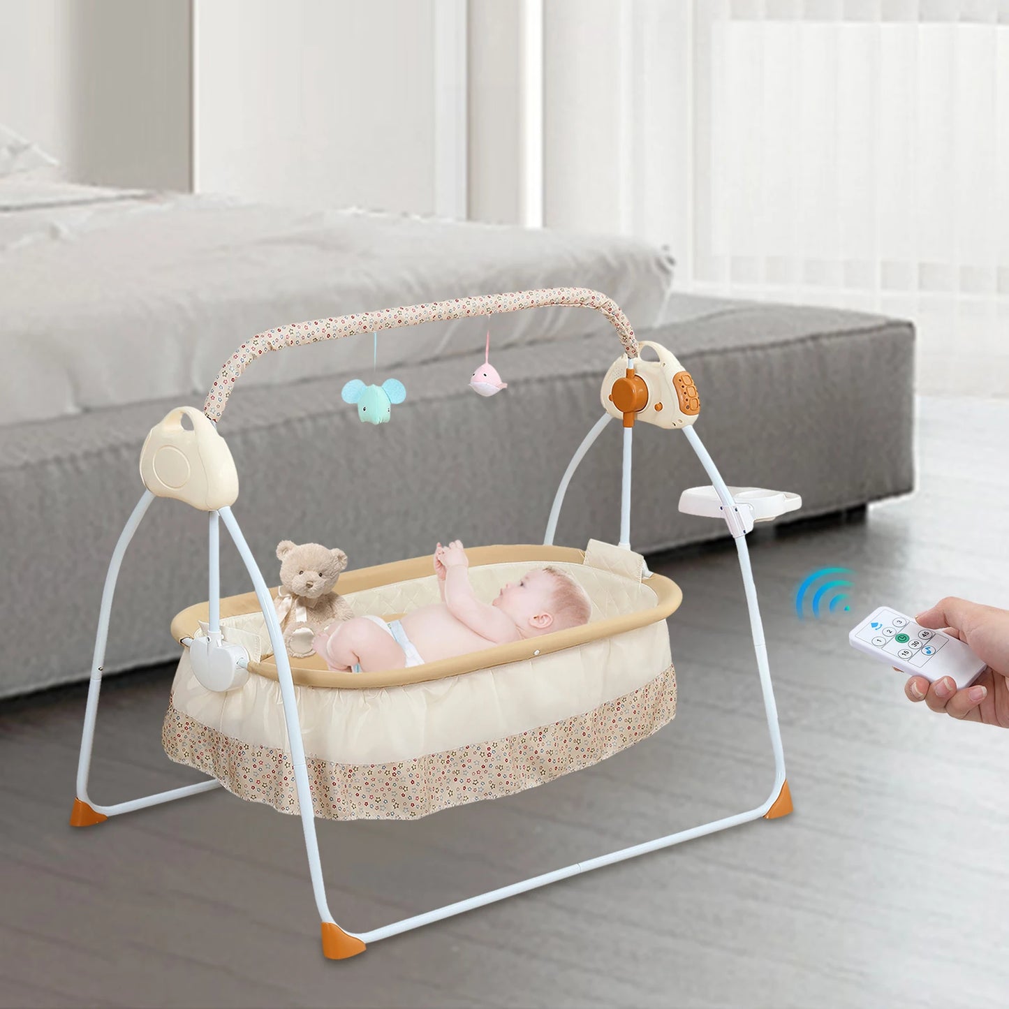 Foldable Electric Baby Cradle with Music Mosquito Net Swing
