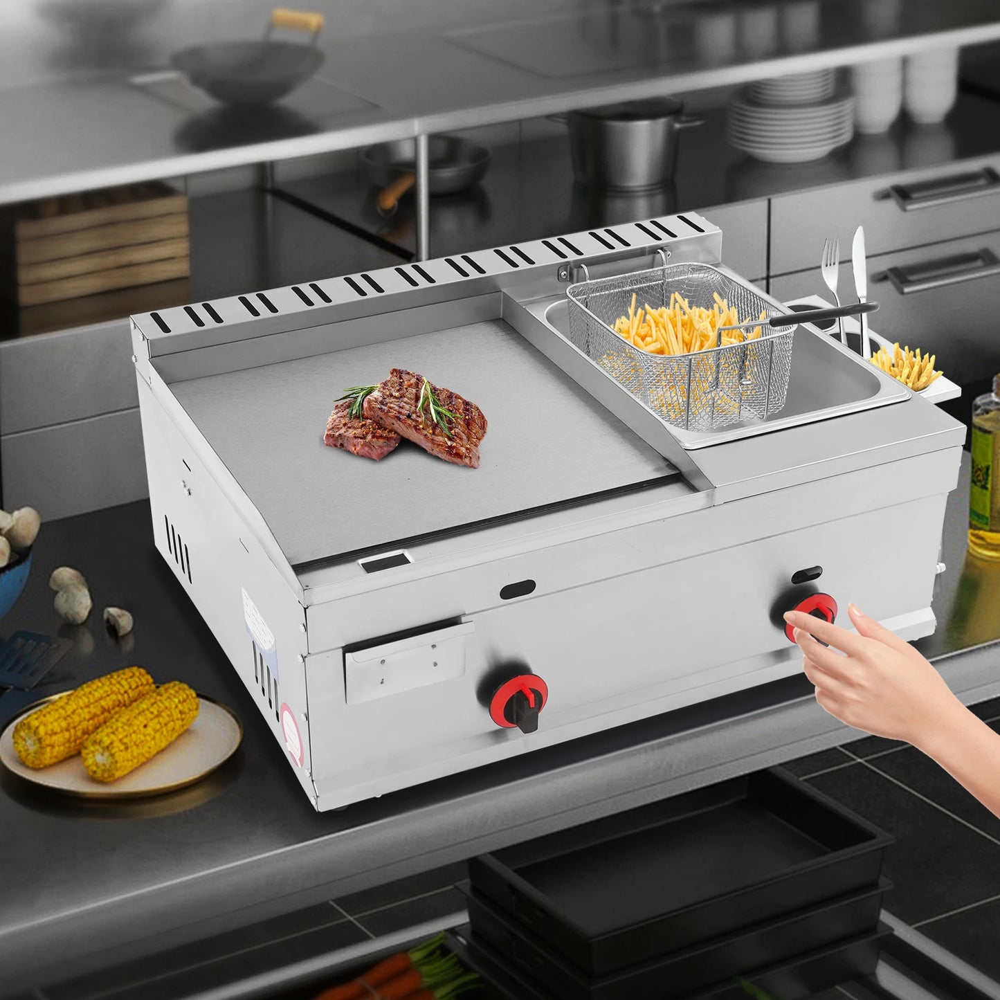 Stainless Steel Gas Deep Fryer 6L Capacity For Restaurants