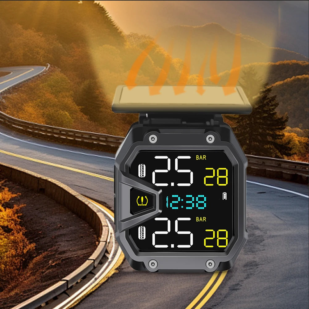 Motorcycle Tire Pressure Monitor USB Solar IP67 Waterproof
