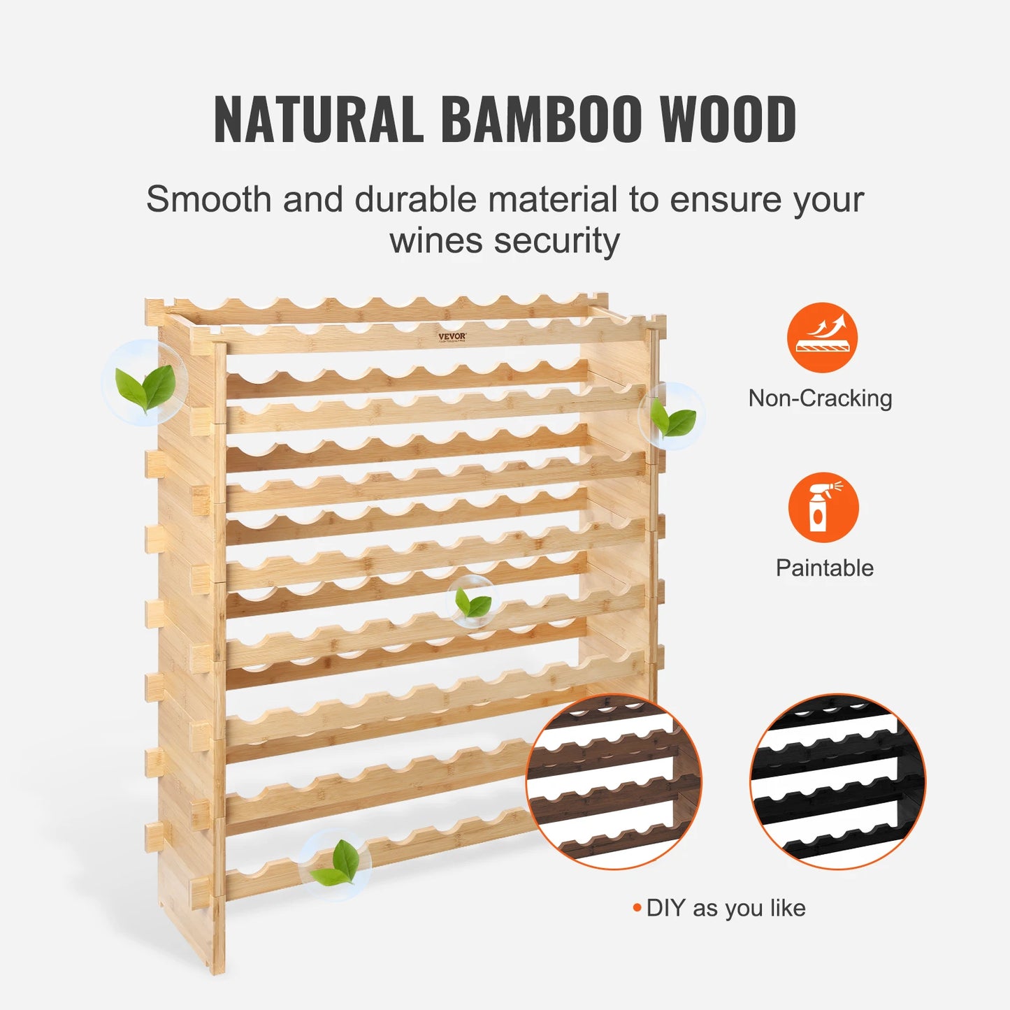 Bamboo 8 Tier Stackable Wine Rack 48 72 Bottles Storage