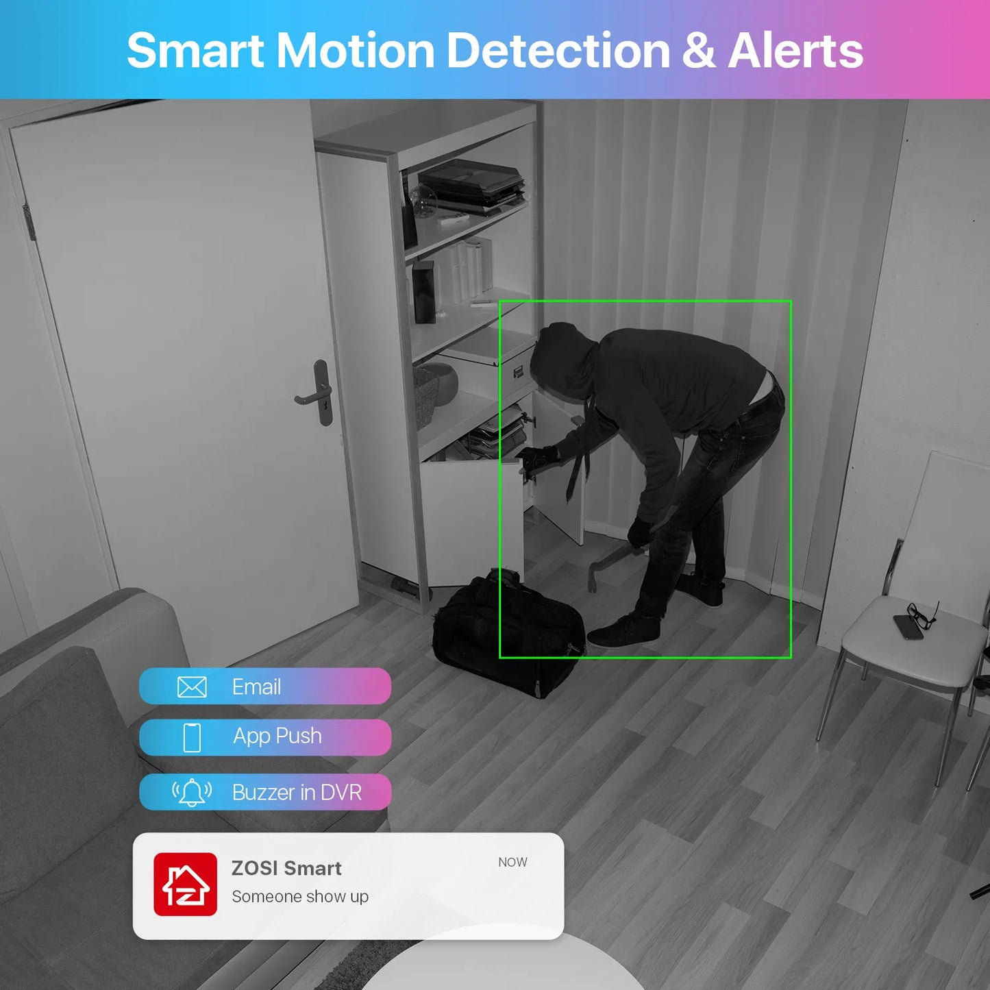 ZOSI 8CH 1080P CCTV System With AI Detection 5MP Lite DVR