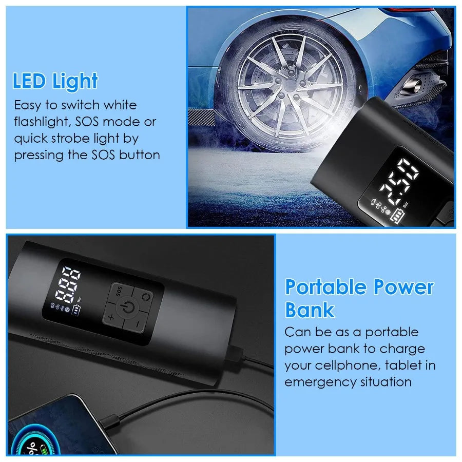 150 PSI Cordless Car Tire Pump With 6000mAh Battery Pack