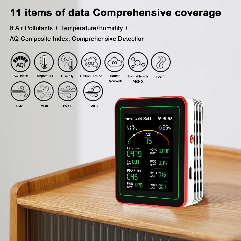 WiFi 15 In 1 Indoor Air Quality Monitor With CO2 TVOC HCHO