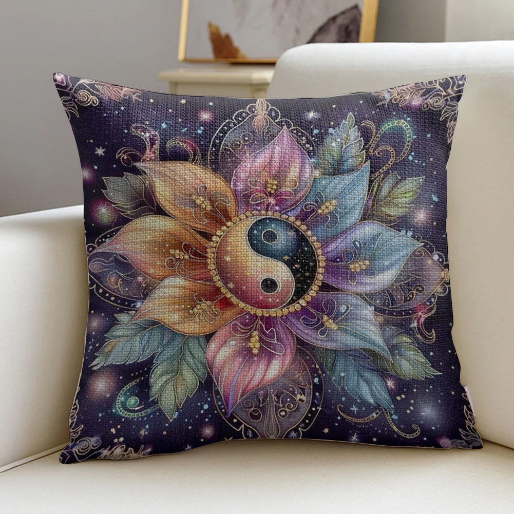 Cotton Yin Yang Flower Cushion Cross Stitch Kit 45x45cm