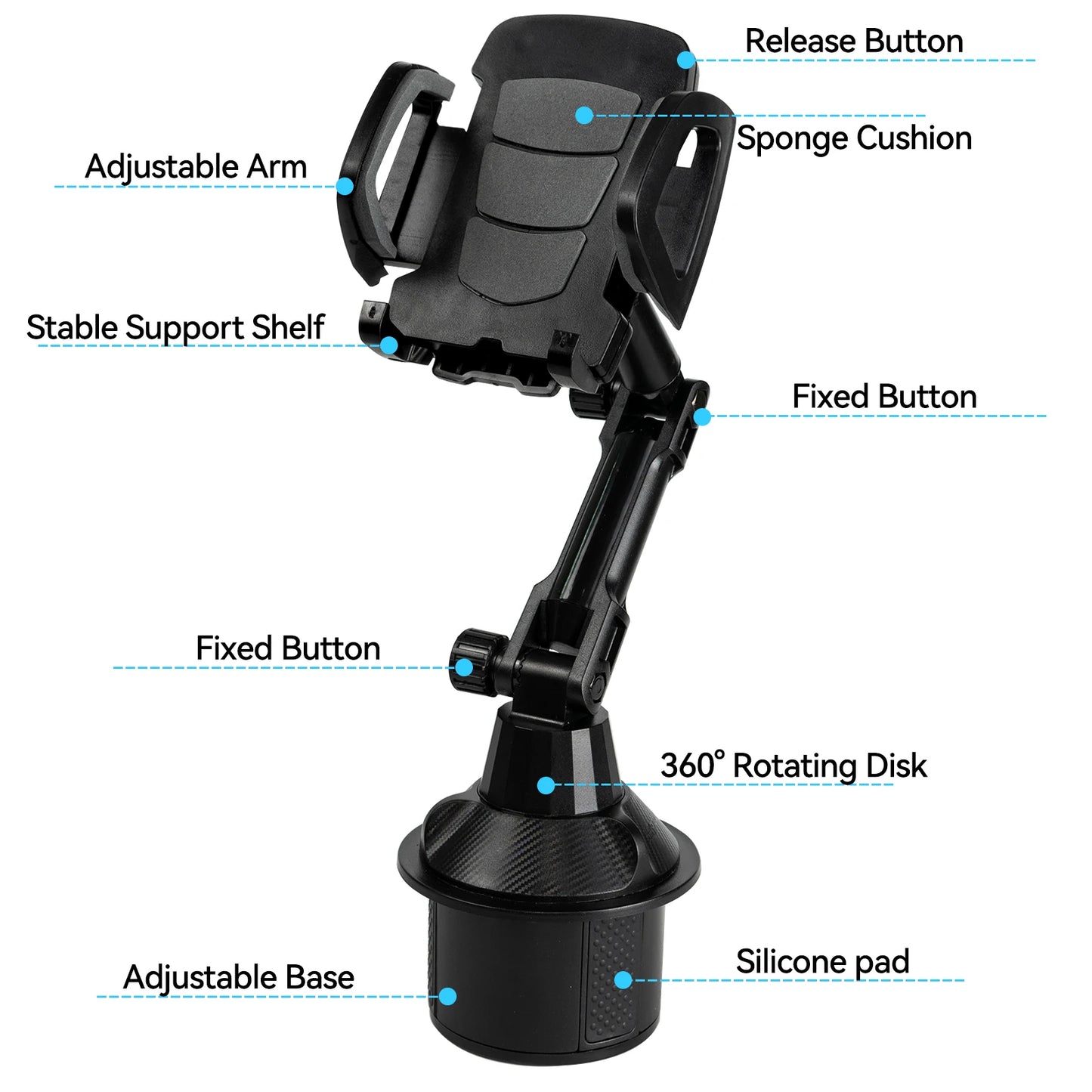 Universal 360 Degree Car Phone Holder Cup Holder Mount