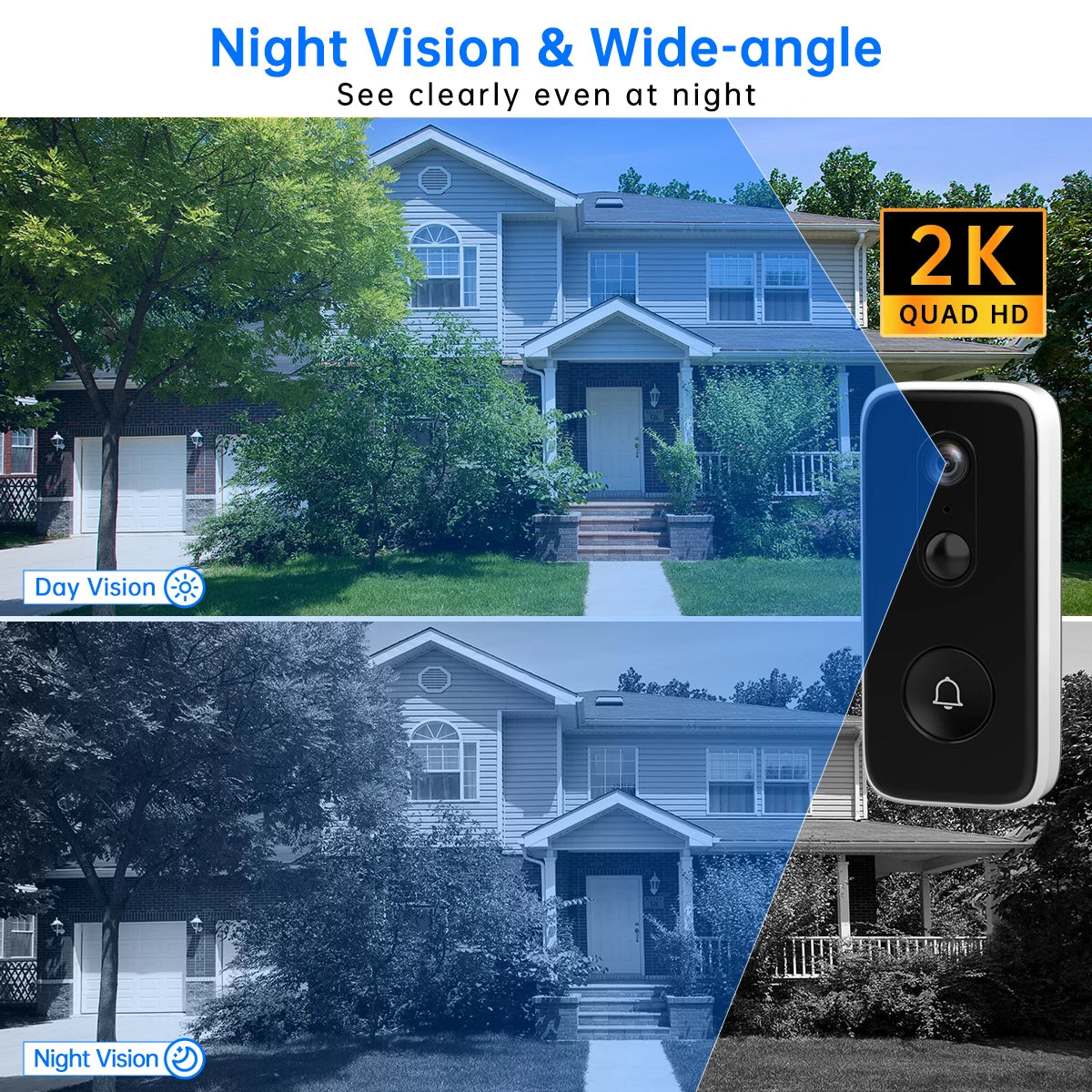 Jooan 2K Smart WiFi Doorbell With Camera Outdoor Battery